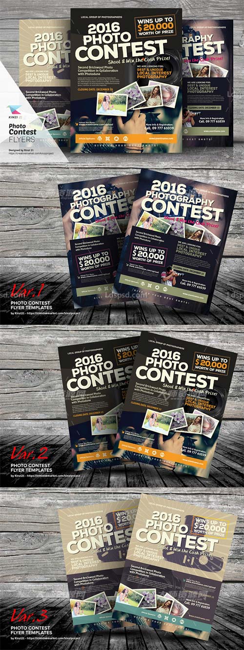 Photo Contest Flyer Templates,摄影比赛传单模板(3套)